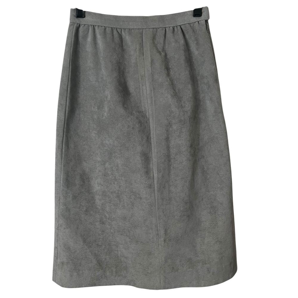 Vintage 80s Samuel Robert Suede Skirt Size 8 Gray Mini Pencil Pull On